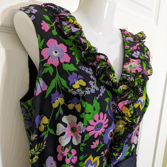 Miss Elliette California Vintage 1960s Garden Party Cotton Floral Maxi Dress- M* - Picture 5 of 16